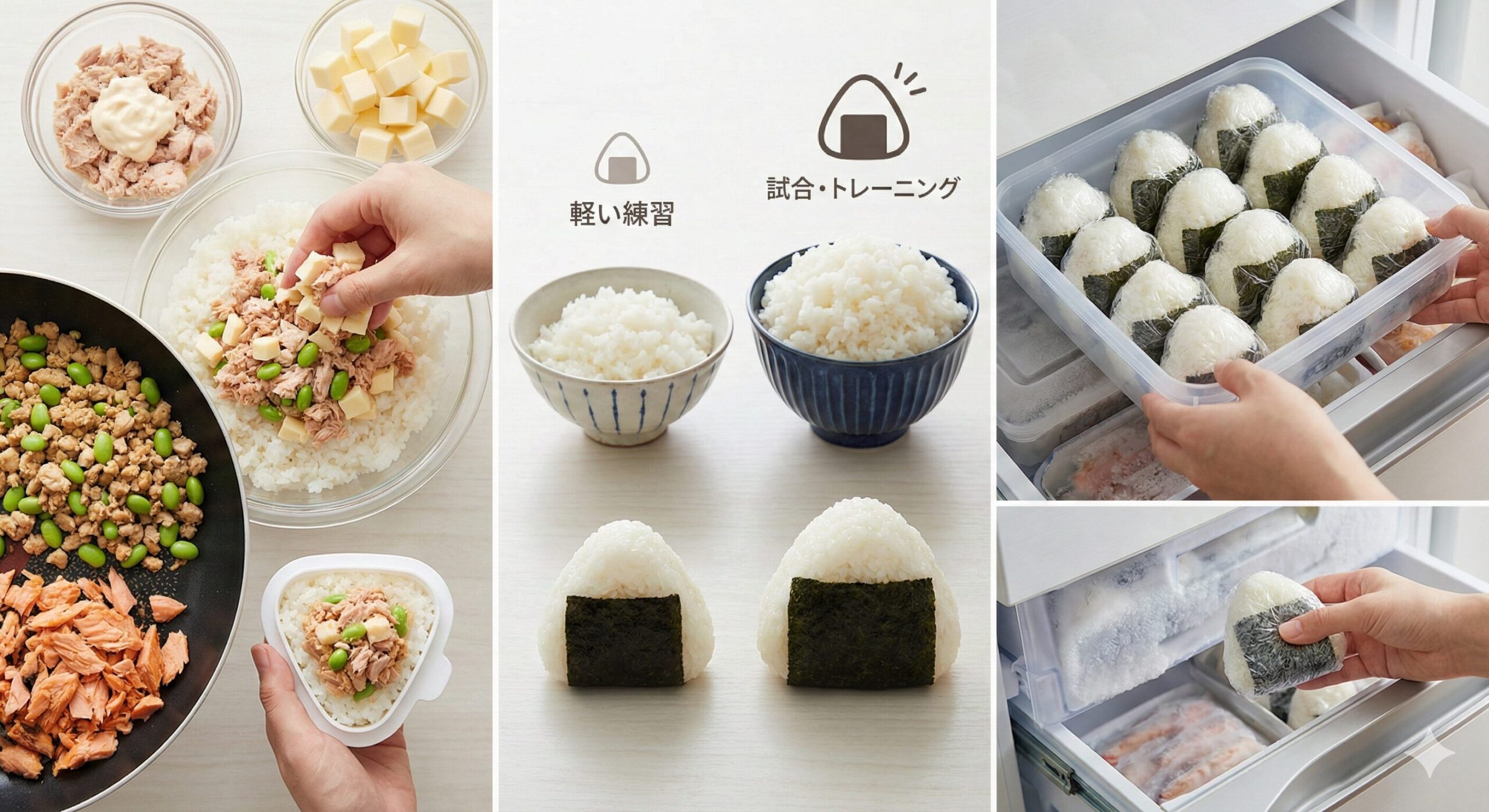 親子で作ろう!育成年代アスリートのための「高タンパクおにぎり」3選+作り置き&冷凍テク