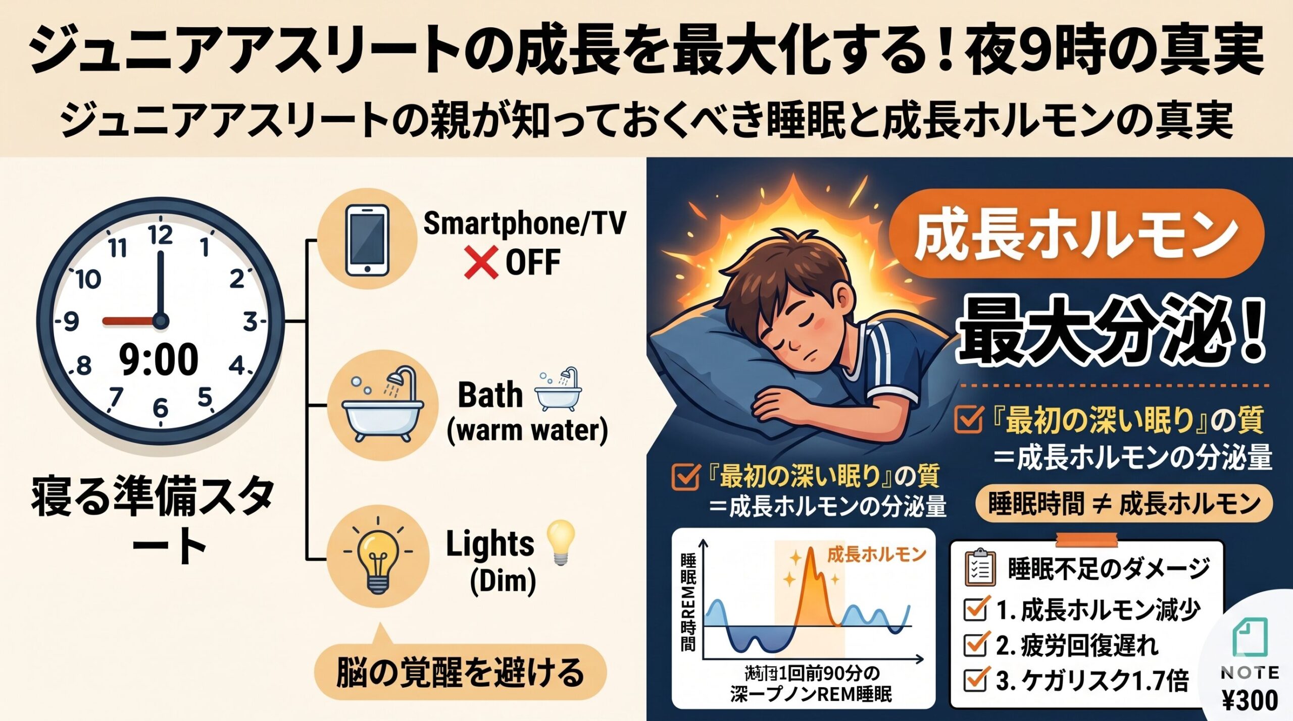 夜9時が全てを決める。ジュニアアスリートの親が知っておくべき睡眠と成長ホルモンの真実