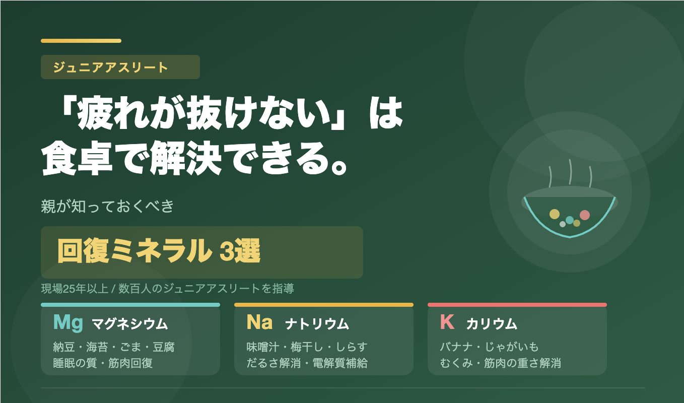 「疲れが抜けない」は食卓で解決できる。ジュニアアスリートの親が知っておくべき回復ミネラル3選